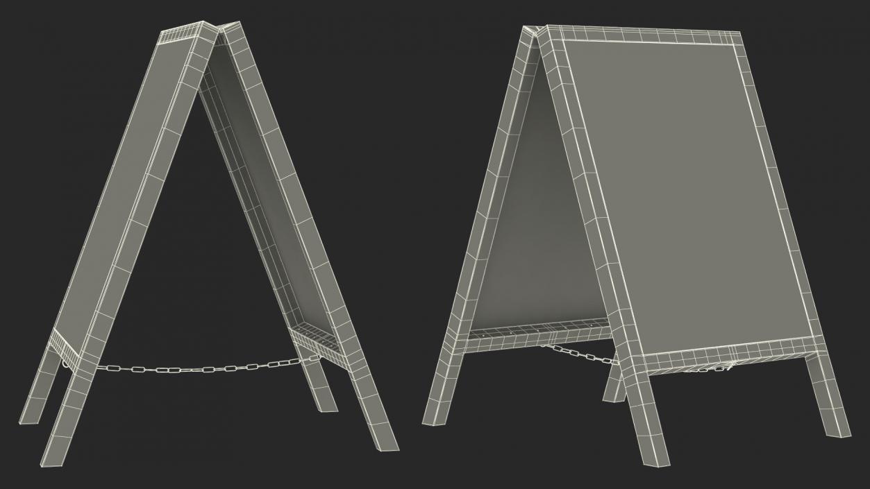 Freestanding Black Chalkboard Sign 3D model