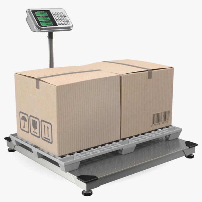 Warehouse Scale with Plastic Pallet and Parcels 3D