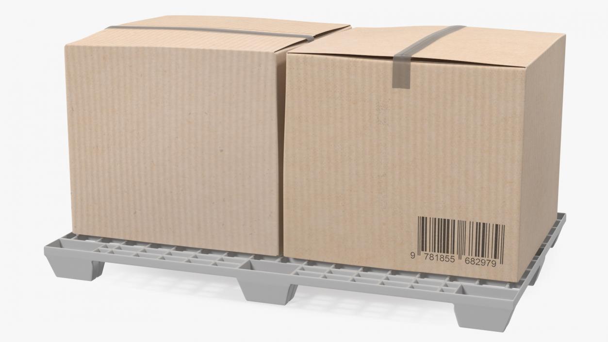 Warehouse Scale with Plastic Pallet and Parcels 3D