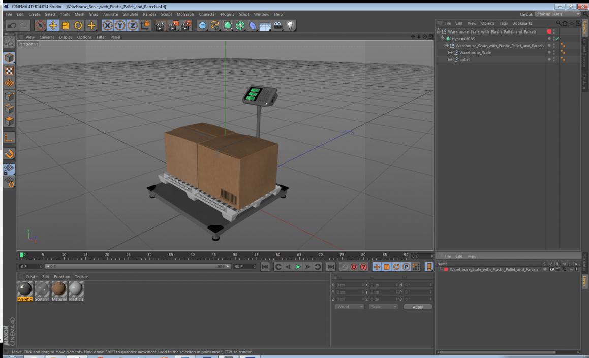 Warehouse Scale with Plastic Pallet and Parcels 3D