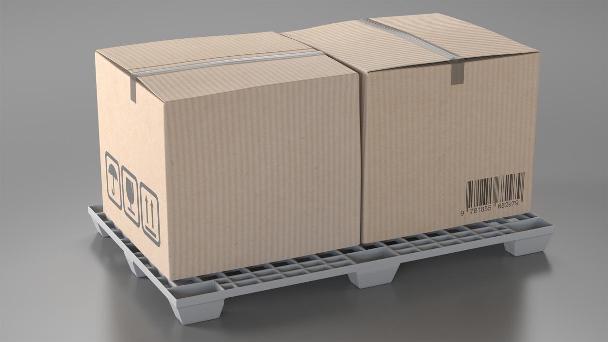 Warehouse Scale with Plastic Pallet and Parcels 3D