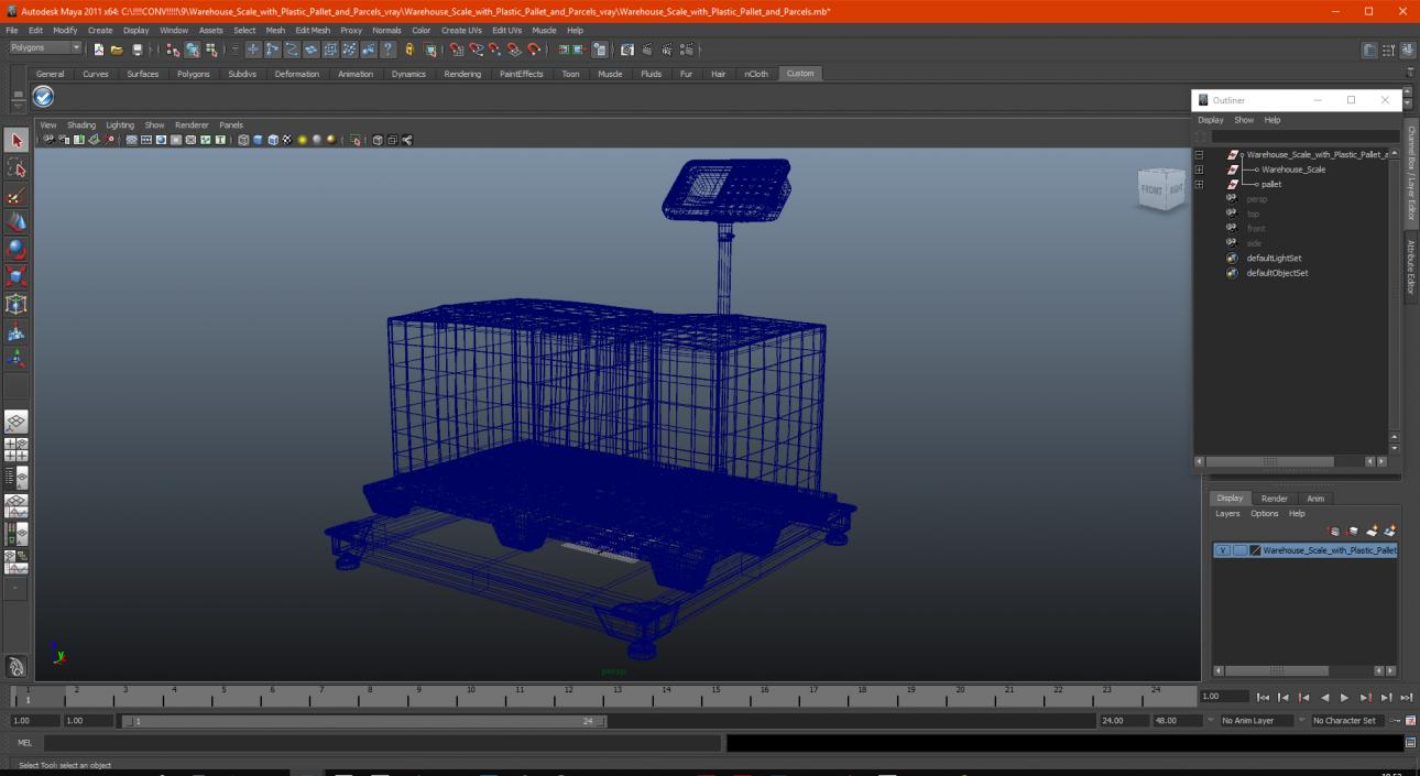 Warehouse Scale with Plastic Pallet and Parcels 3D