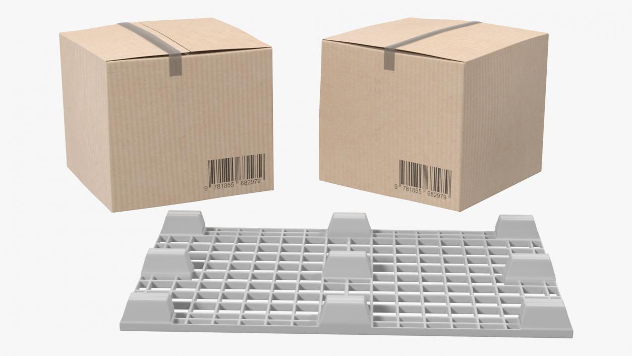 Warehouse Scale with Plastic Pallet and Parcels 3D