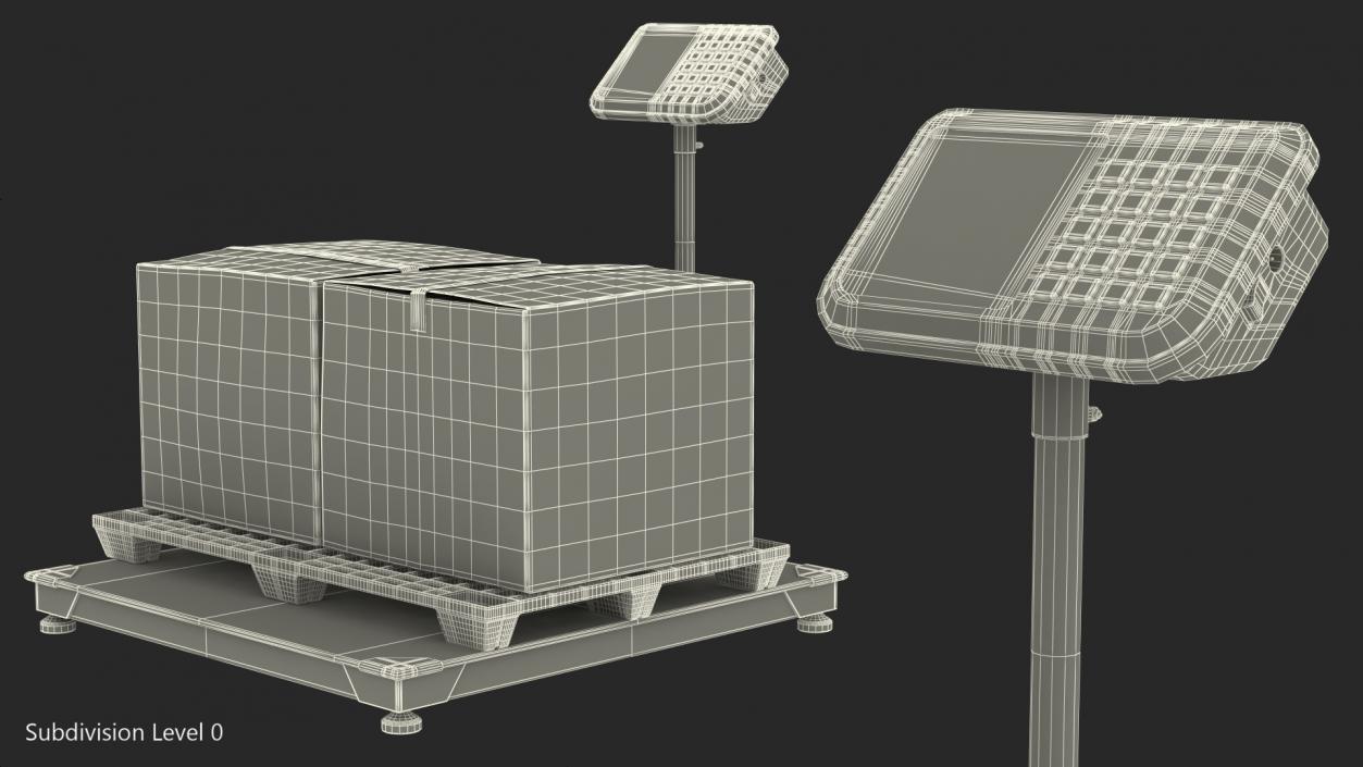 Warehouse Scale with Plastic Pallet and Parcels 3D