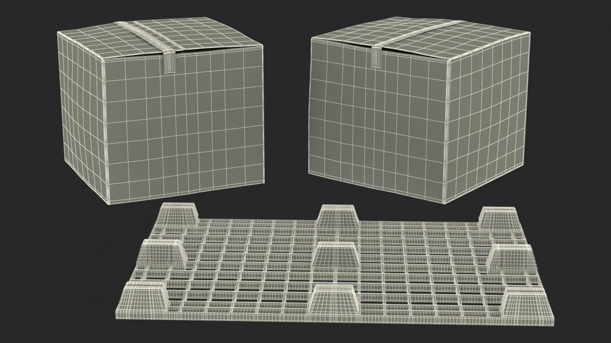 Warehouse Scale with Plastic Pallet and Parcels 3D