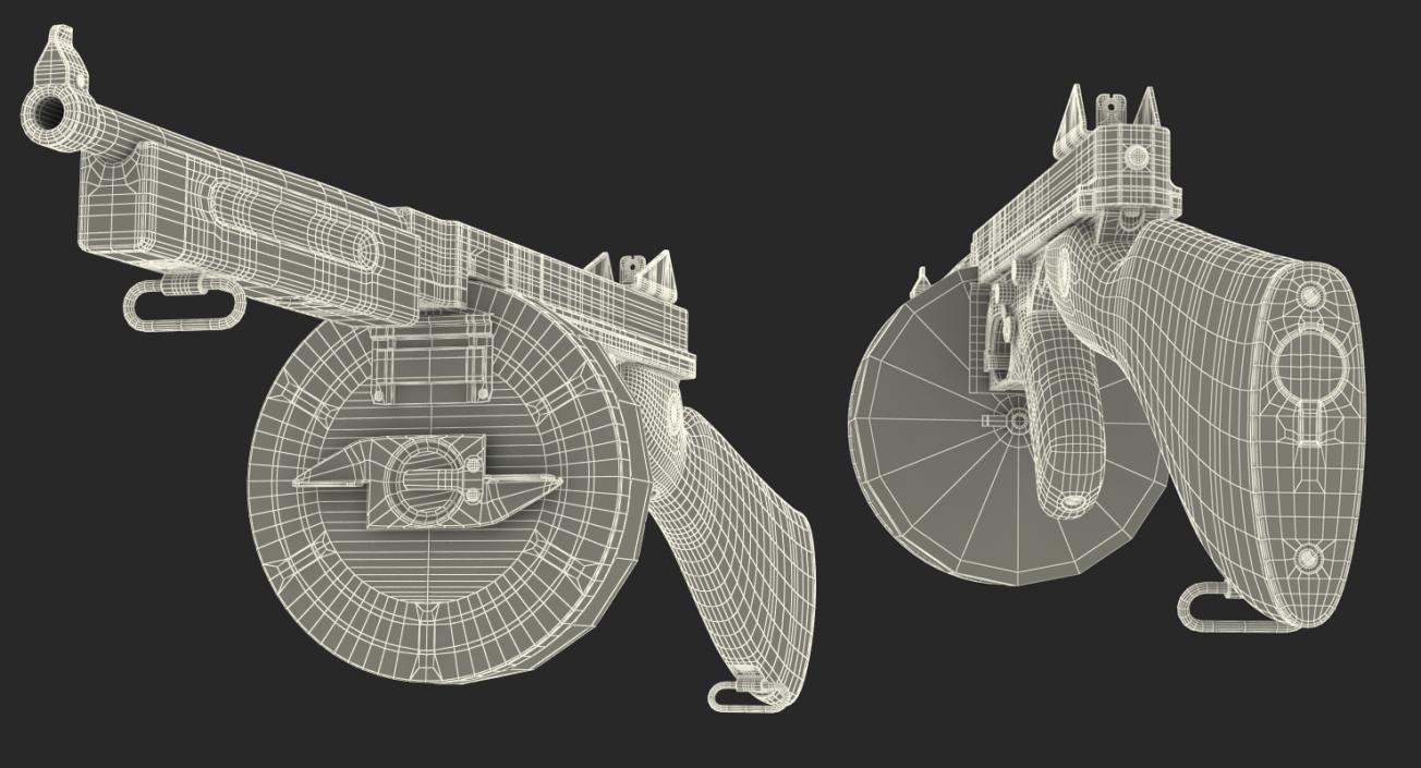 3D model Thompson 1928A1 with Round Drum Magazine