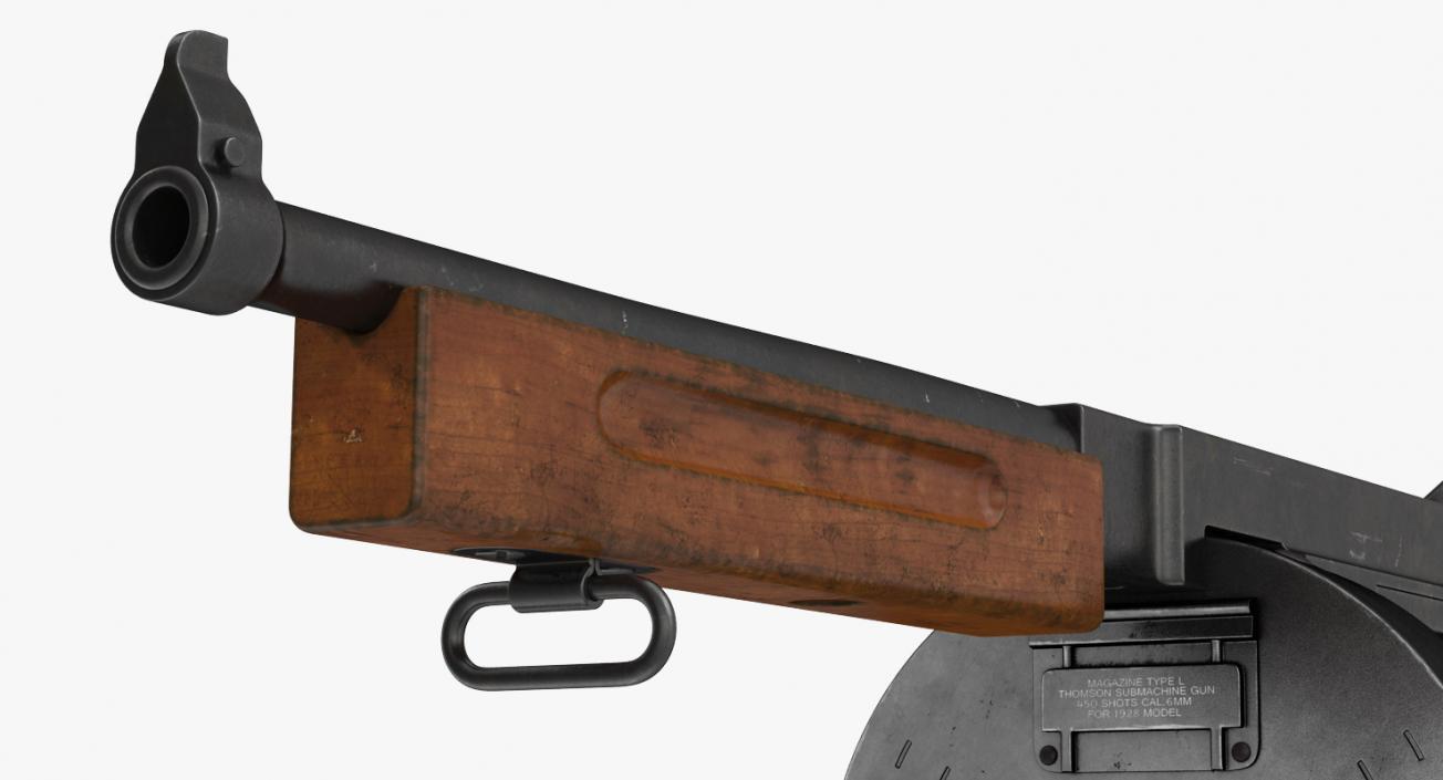 3D model Thompson 1928A1 with Round Drum Magazine