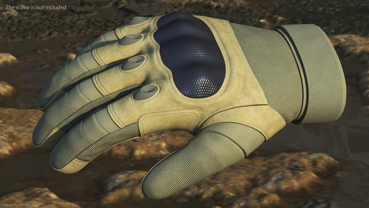 3D model Shockproof Gloves Khaki Rigged