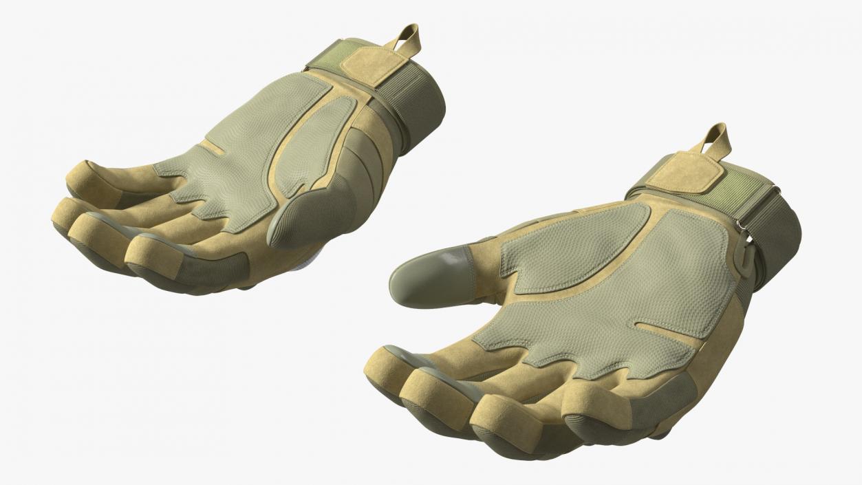 3D model Shockproof Gloves Khaki Rigged