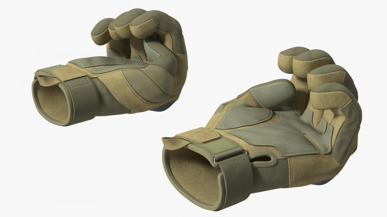 3D model Shockproof Gloves Khaki Rigged