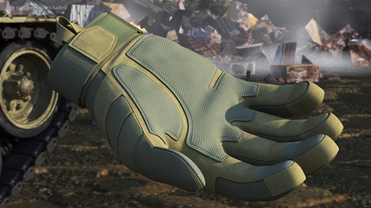 3D model Shockproof Gloves Khaki Rigged