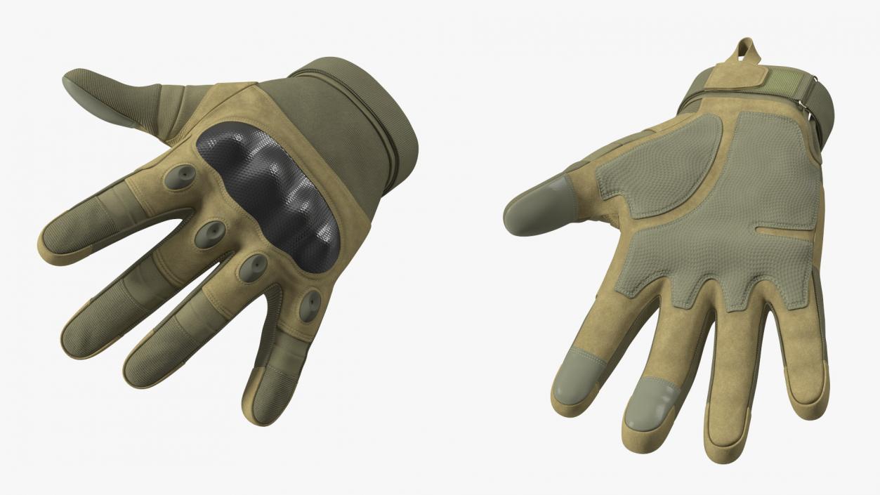 3D model Shockproof Gloves Khaki Rigged