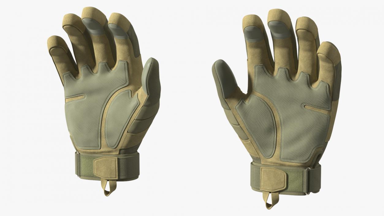 3D model Shockproof Gloves Khaki Rigged