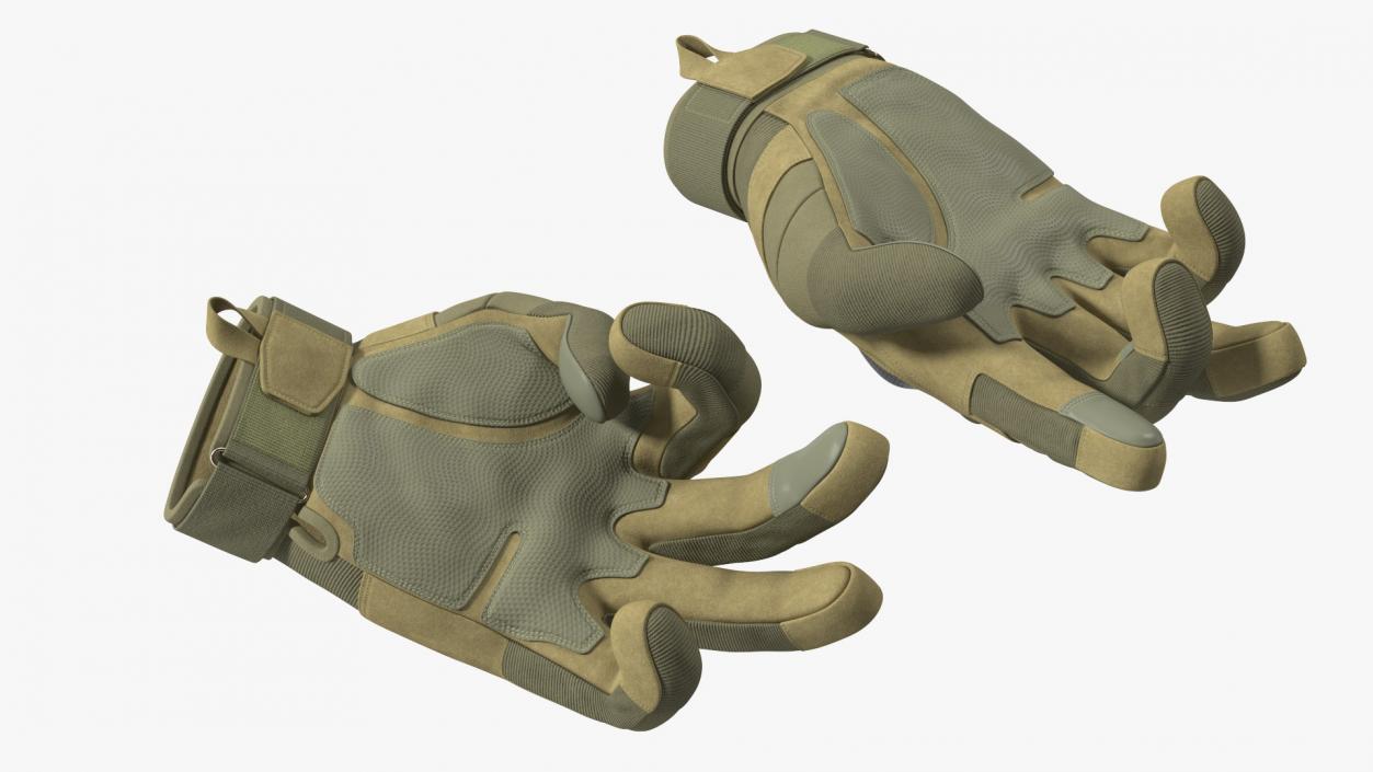 3D model Shockproof Gloves Khaki Rigged