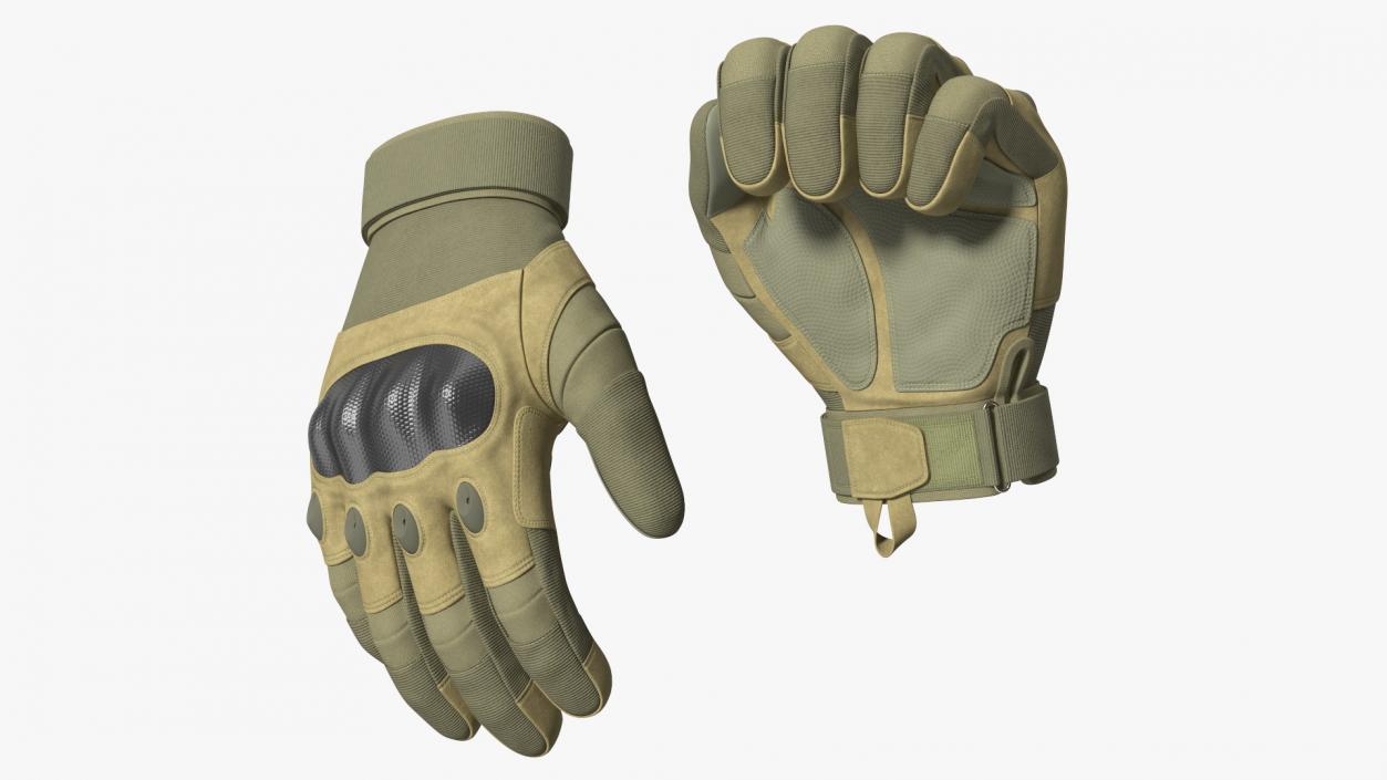 3D model Shockproof Gloves Khaki Rigged