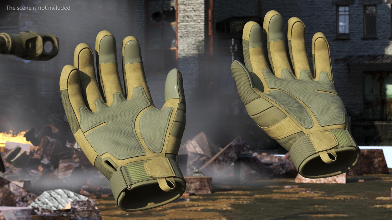 3D model Shockproof Gloves Khaki Rigged