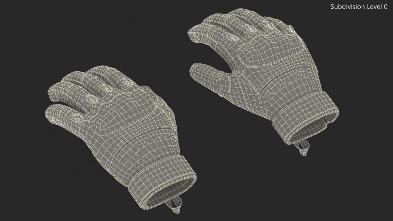 3D model Shockproof Gloves Khaki Rigged