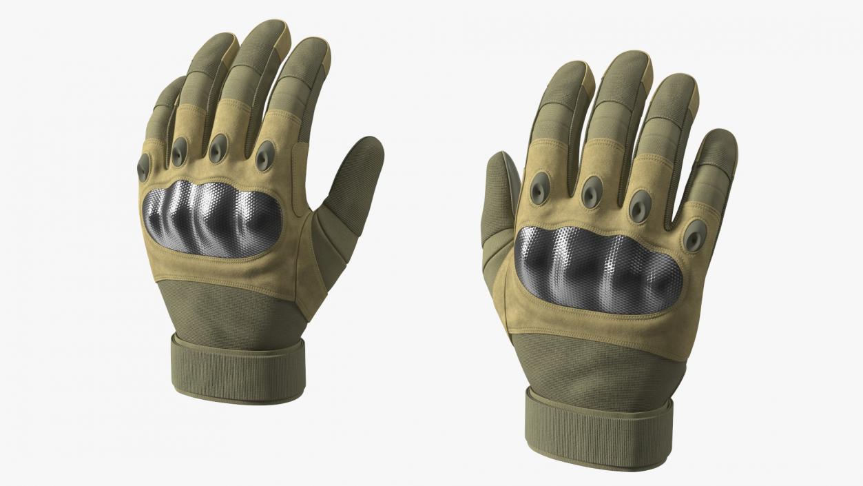 3D model Shockproof Gloves Khaki Rigged