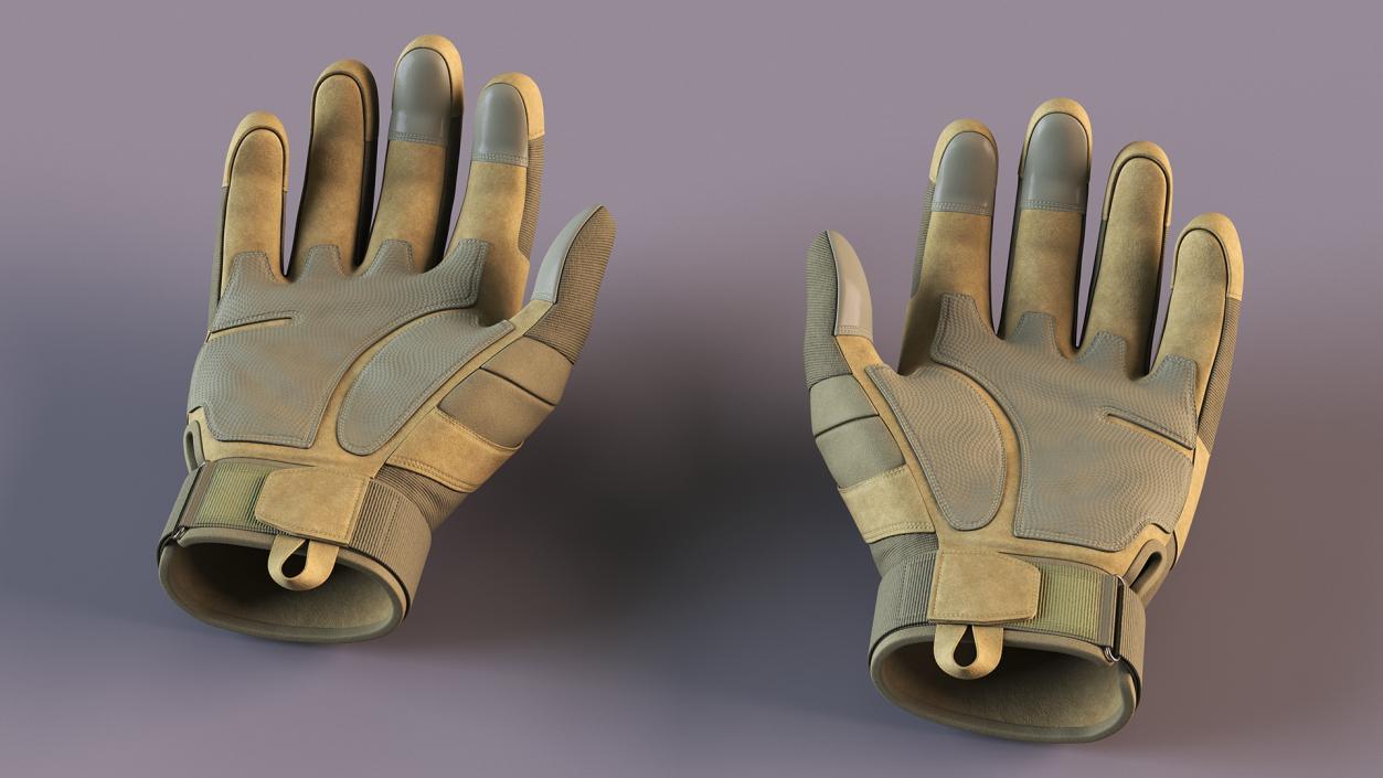 3D model Shockproof Gloves Khaki Rigged