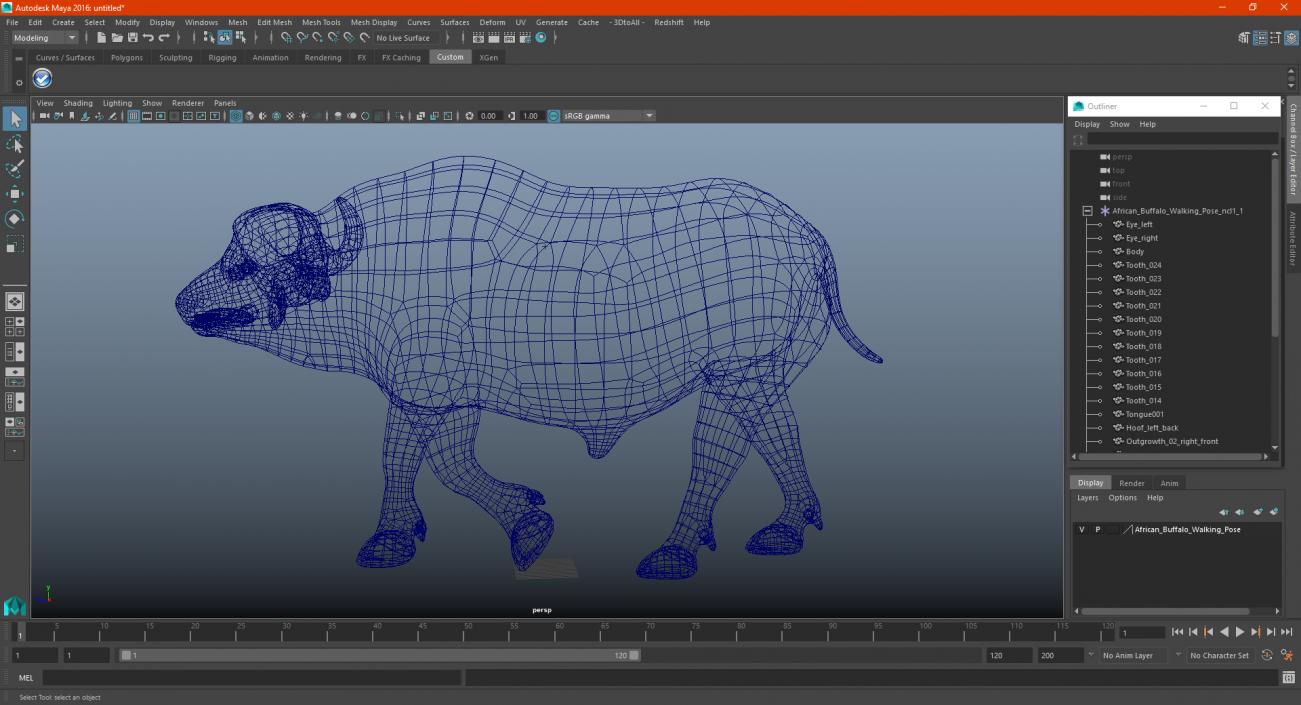 3D African Buffalo Walking Pose model