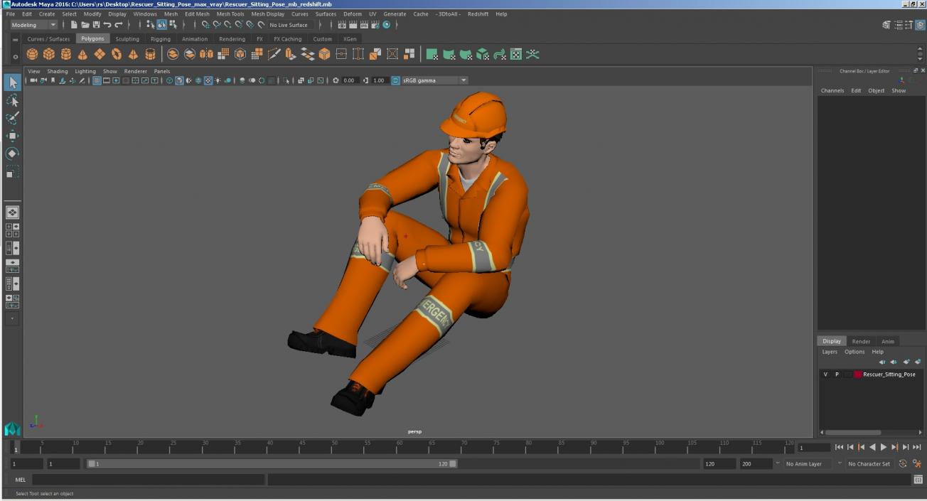 3D model Rescuer Sitting Pose