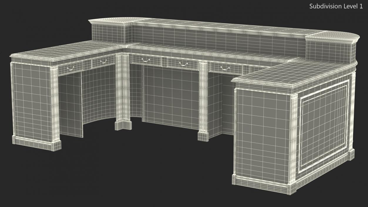 3D Reception Desk Classic Style model