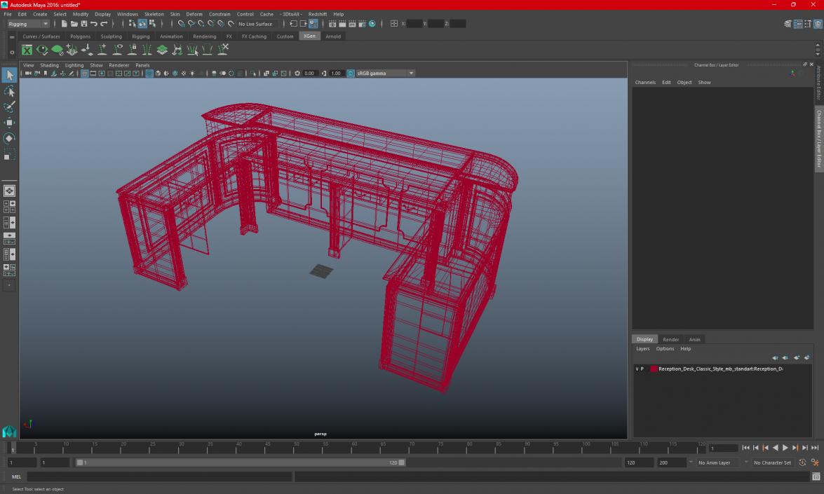 3D Reception Desk Classic Style model