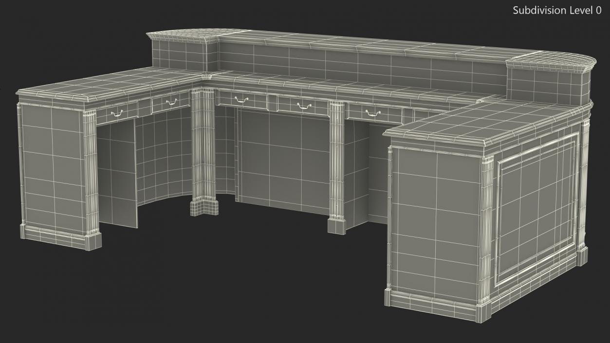 3D Reception Desk Classic Style model