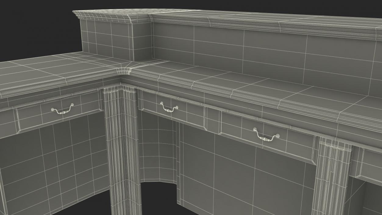 3D Reception Desk Classic Style model