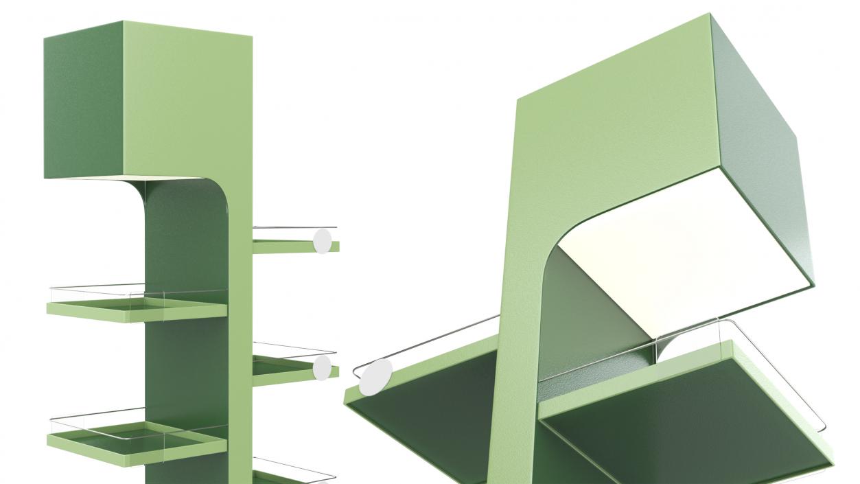 3D Illuminated Green Promotion Retail Floor Shelf