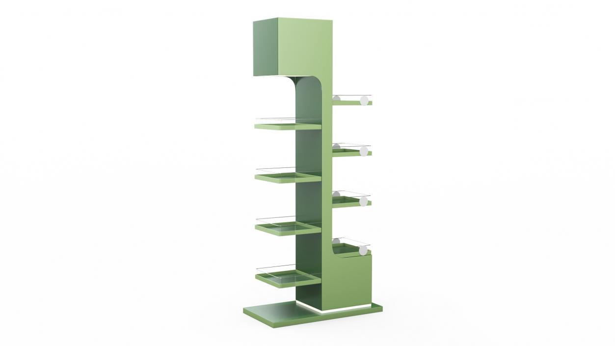 3D Illuminated Green Promotion Retail Floor Shelf