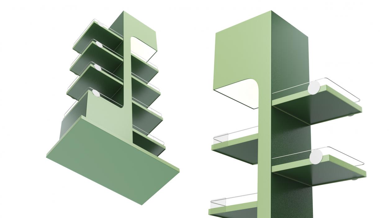 3D Illuminated Green Promotion Retail Floor Shelf