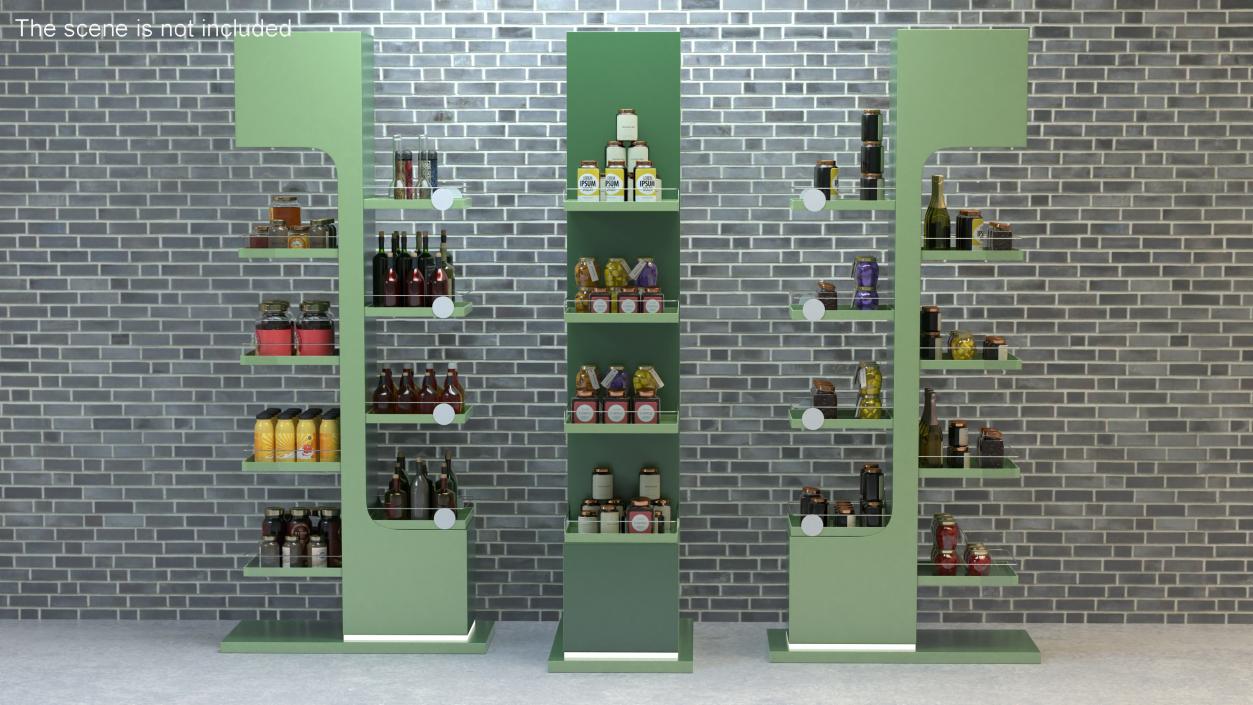 3D Illuminated Green Promotion Retail Floor Shelf