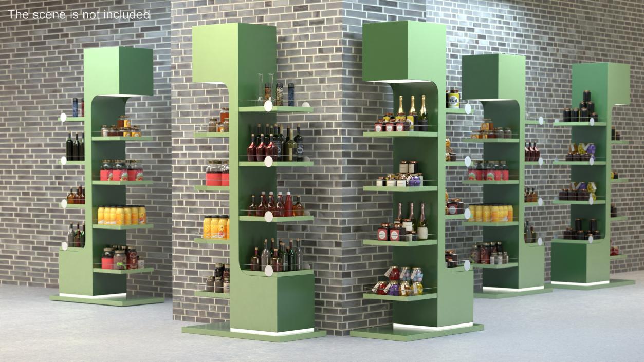 3D Illuminated Green Promotion Retail Floor Shelf