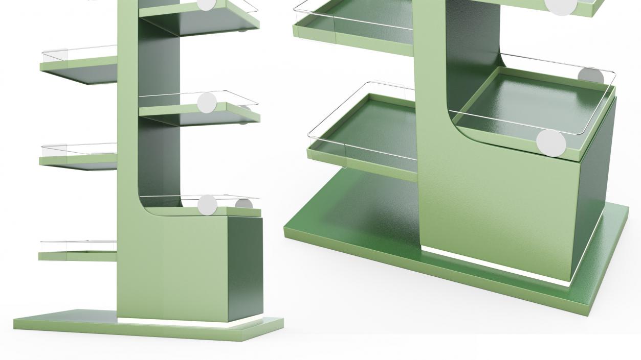 3D Illuminated Green Promotion Retail Floor Shelf