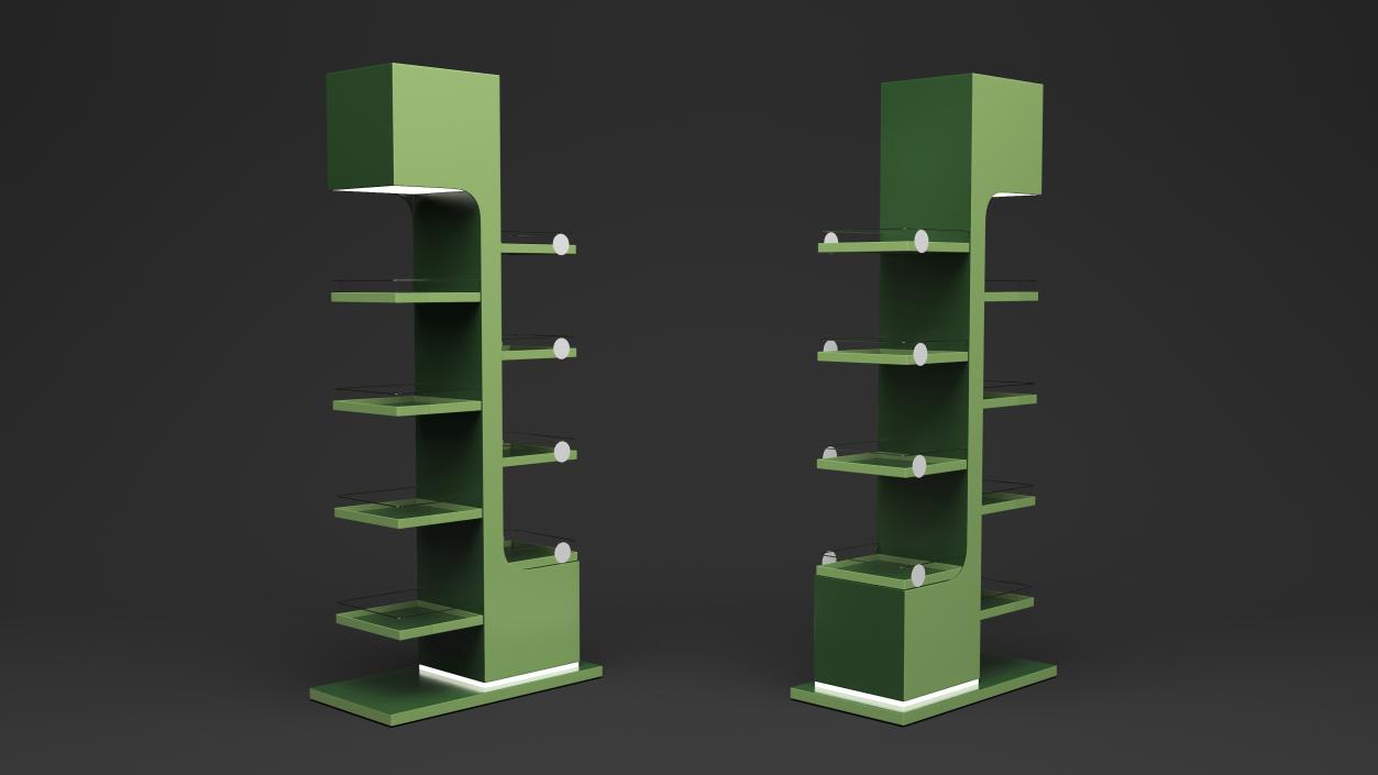 3D Illuminated Green Promotion Retail Floor Shelf