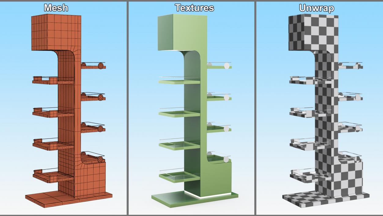 3D Illuminated Green Promotion Retail Floor Shelf