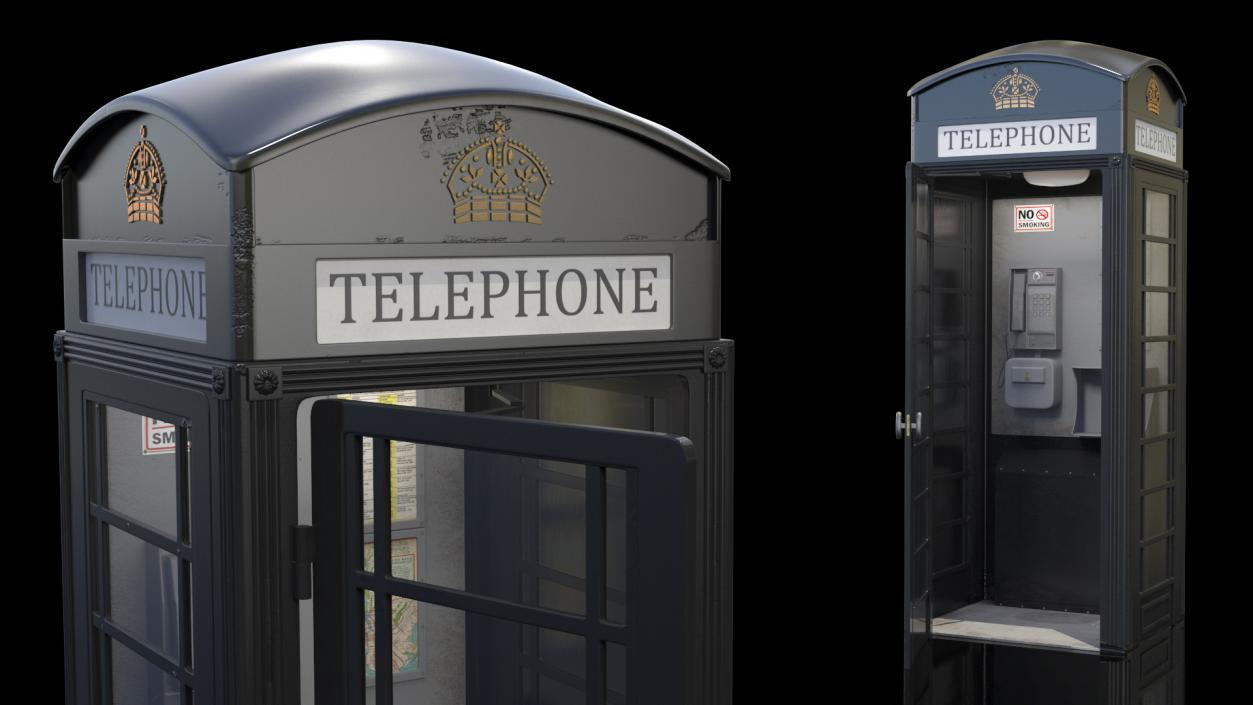 London Phone Box Black 3D