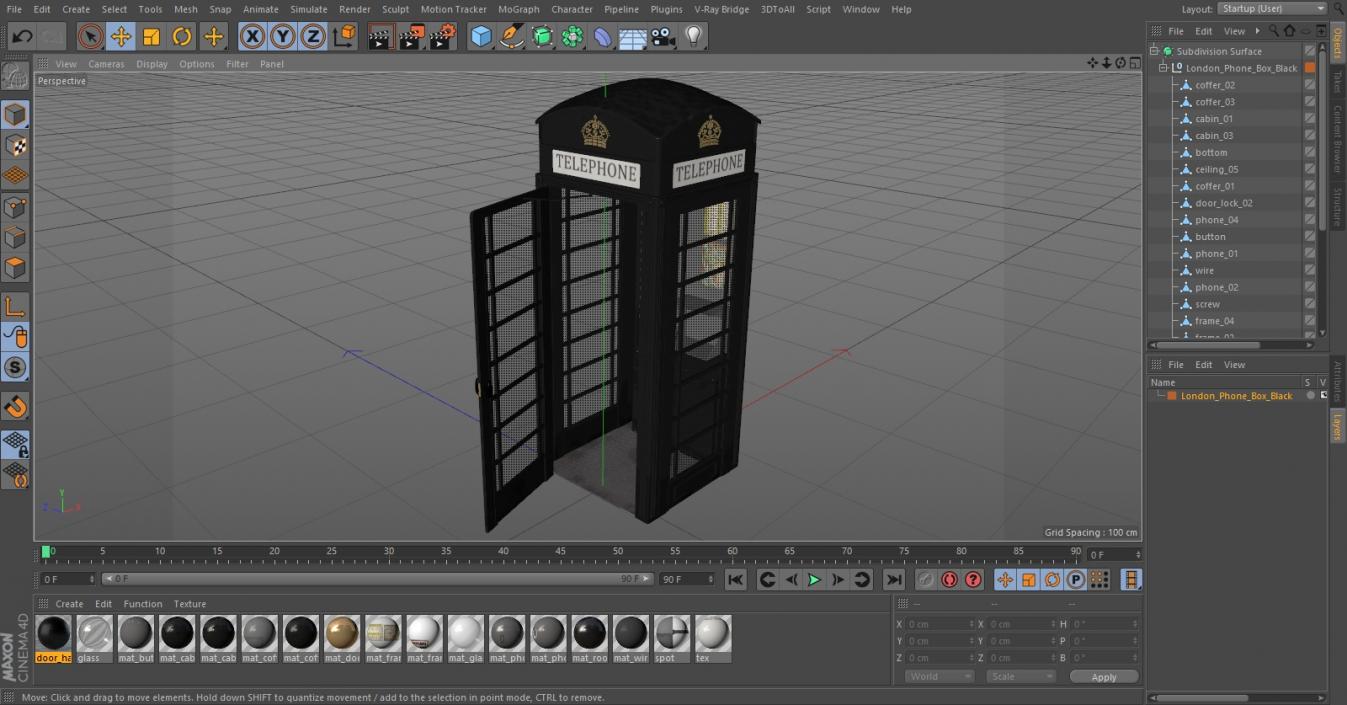 London Phone Box Black 3D