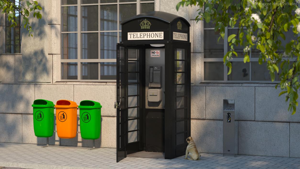 London Phone Box Black 3D