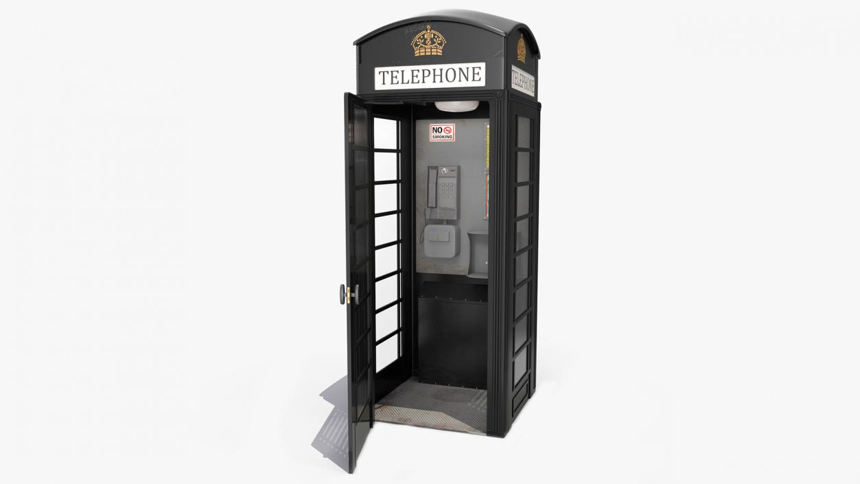 London Phone Box Black 3D