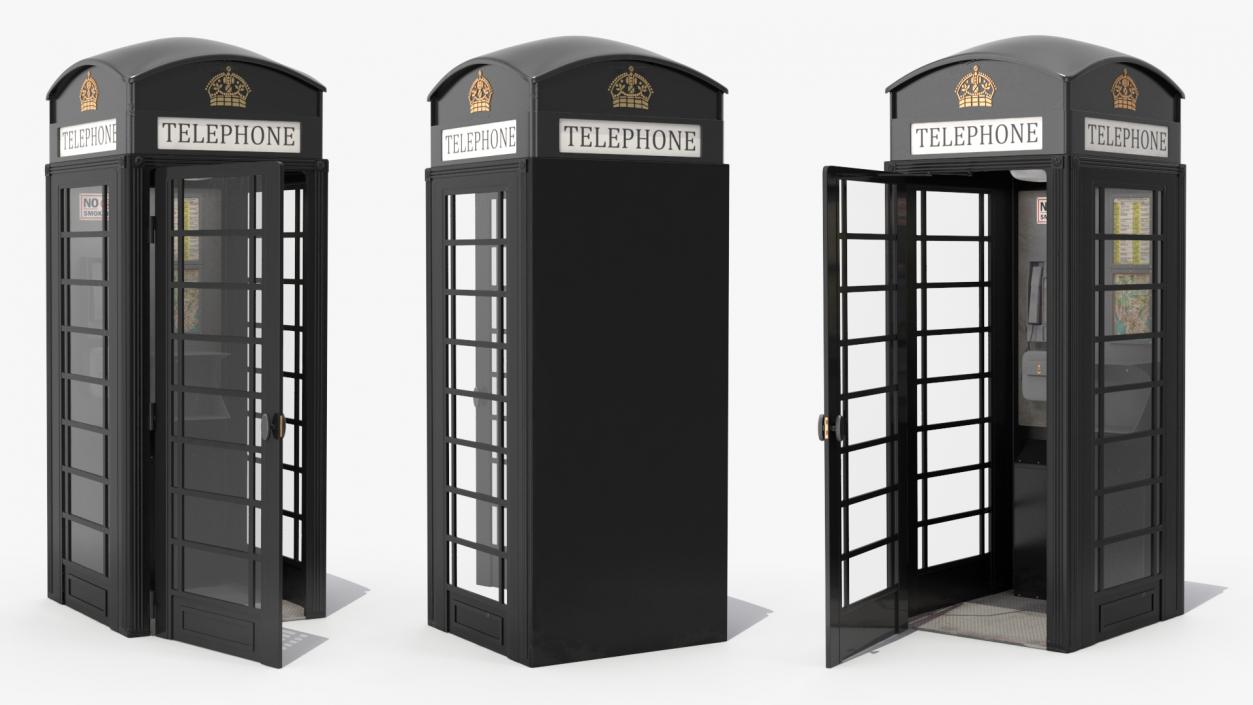 London Phone Box Black 3D