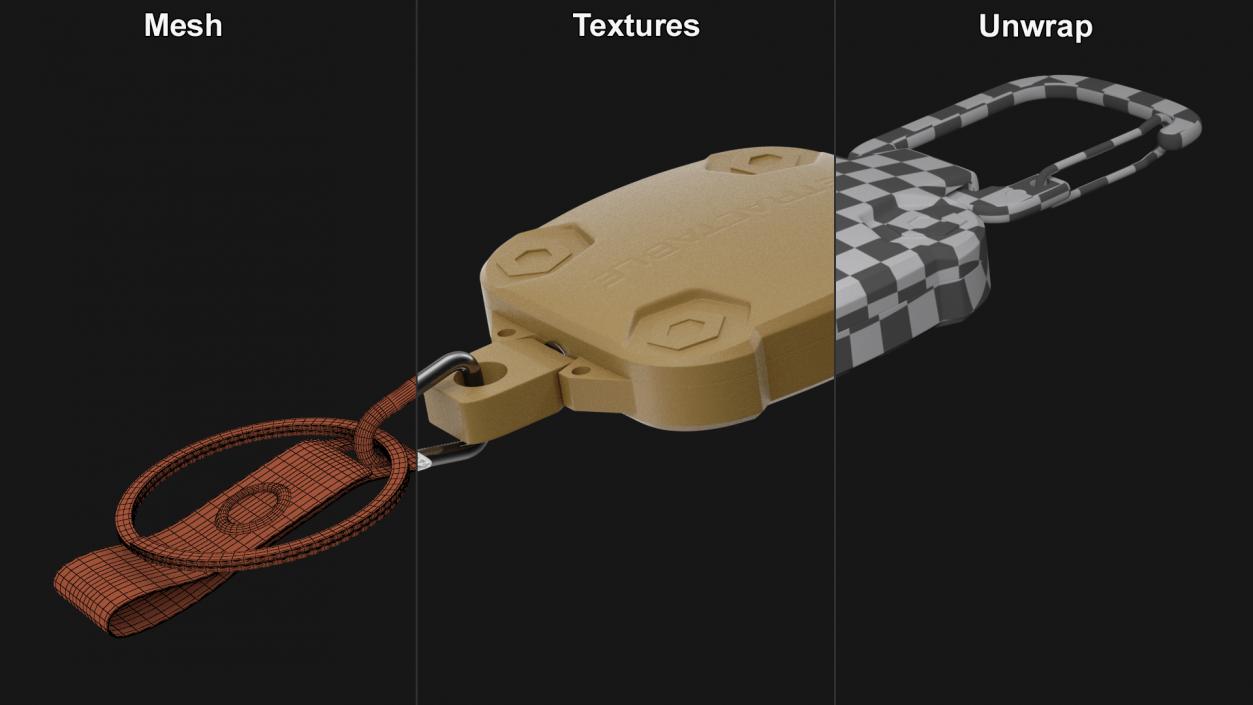 Belt Clip with Key Reel Brown 3D model