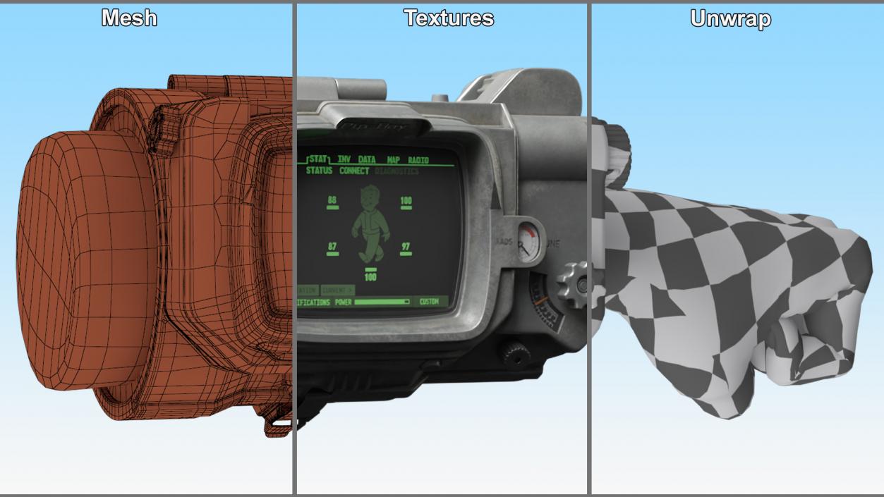 Fallout Pip Boy on the Human Arm 3D