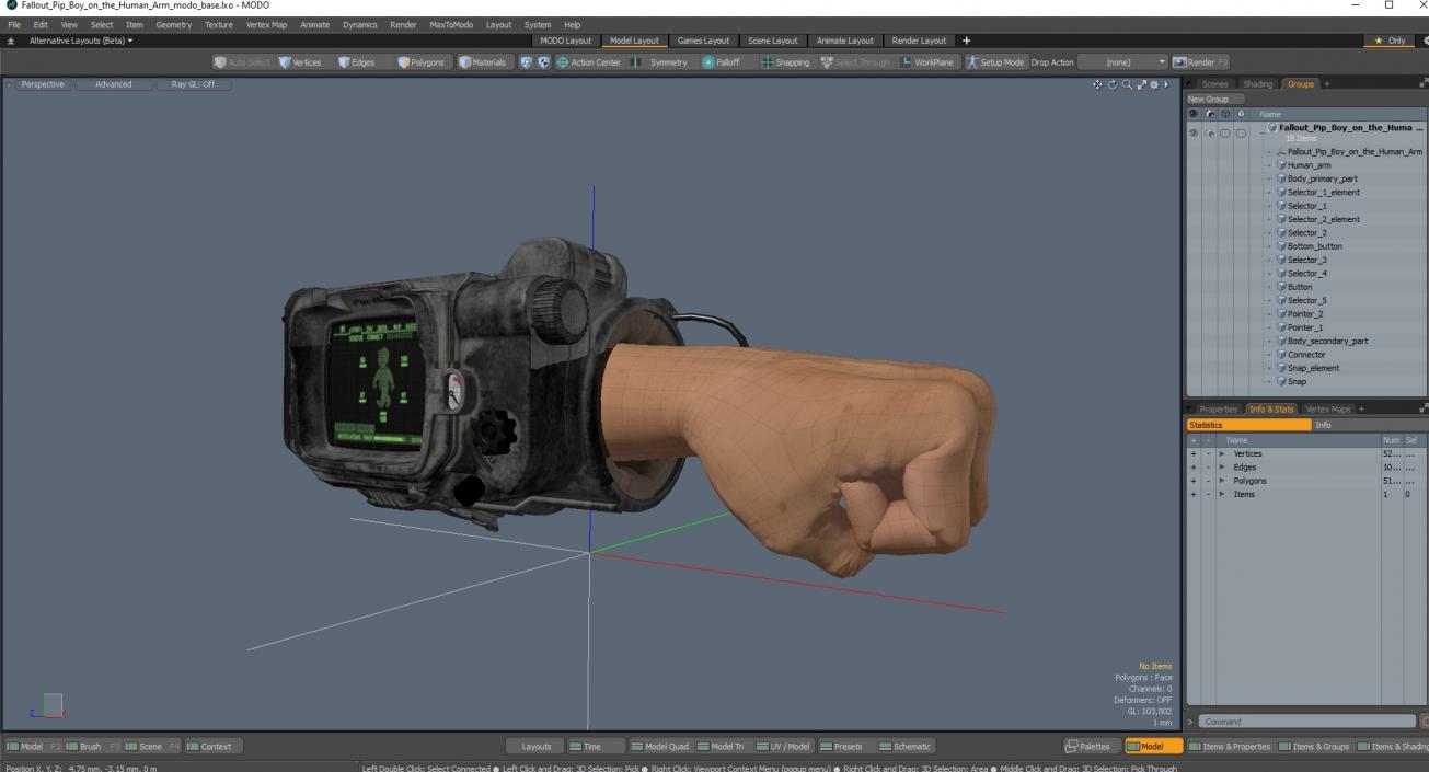 Fallout Pip Boy on the Human Arm 3D