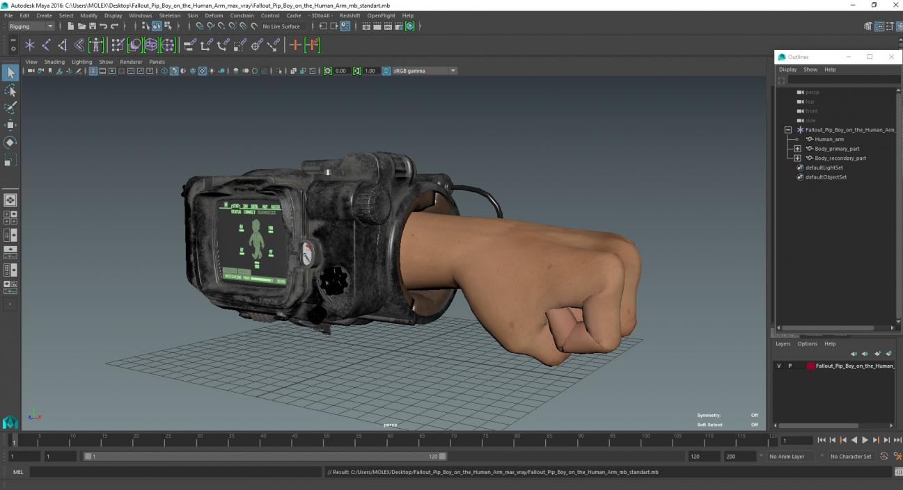 Fallout Pip Boy on the Human Arm 3D