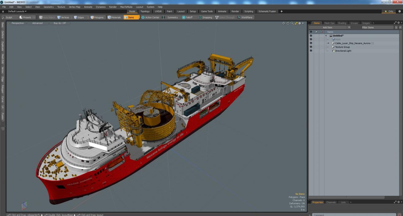 3D model Cable Layer Ship Nexans Aurora