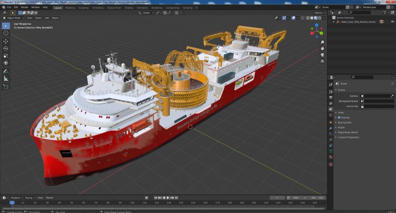 3D model Cable Layer Ship Nexans Aurora