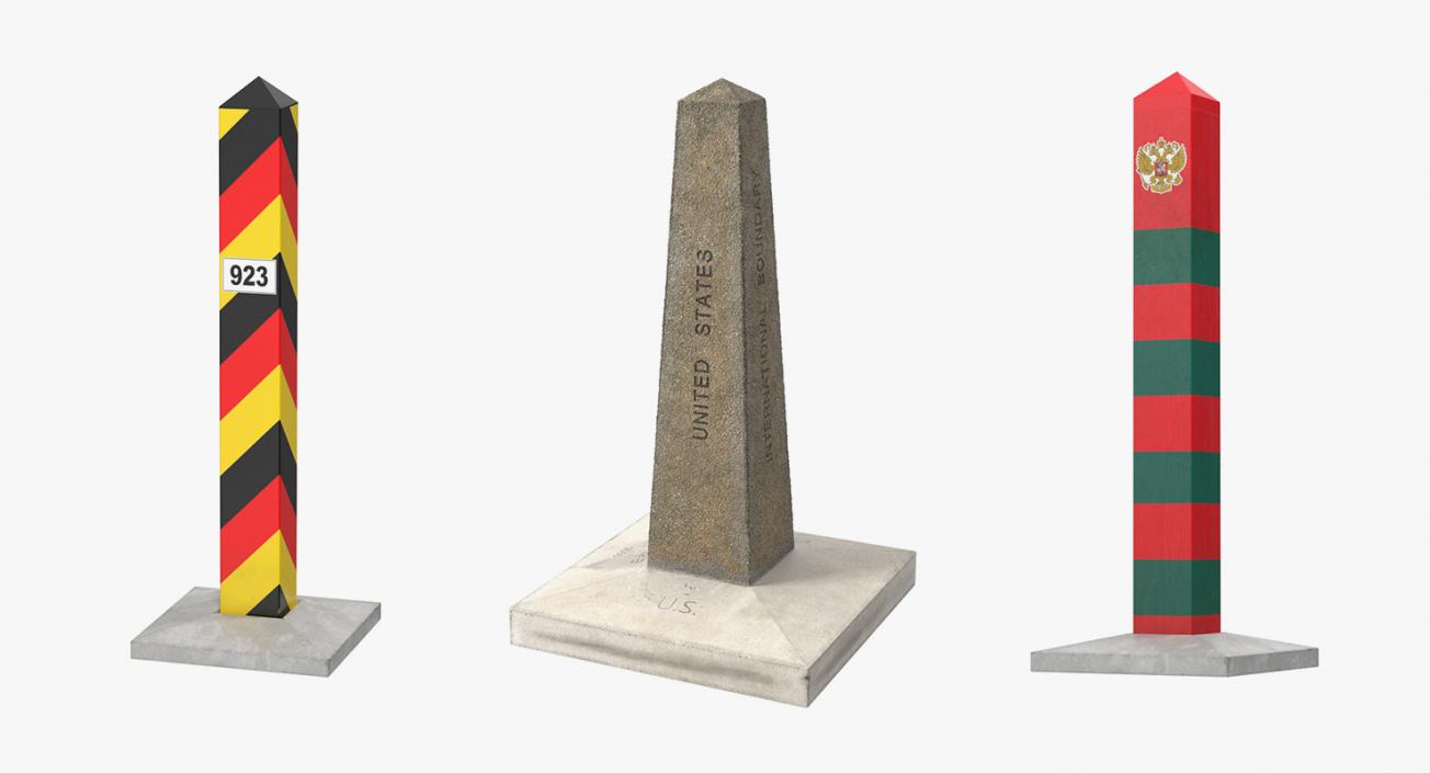 3D Border Posts Collection model