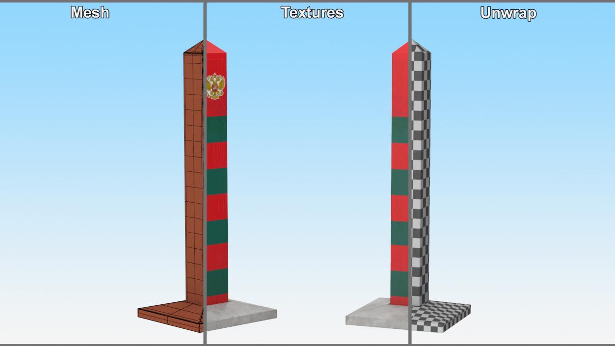 3D Border Posts Collection model